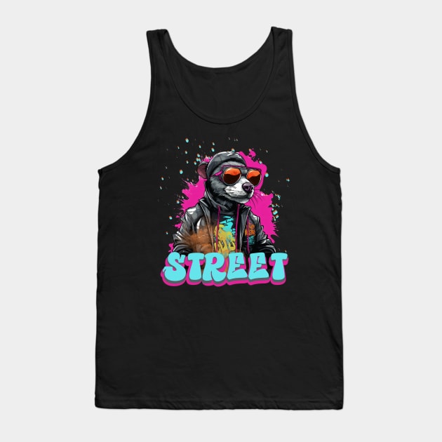 Colorful Rat Street Life Tank Top by LenaArt